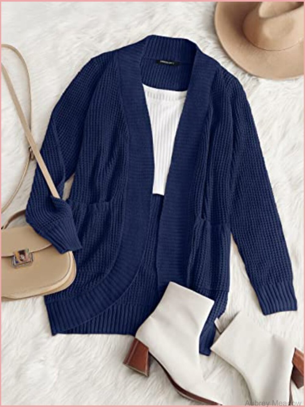 Long Sleeve Open Front Chunky Knit Cardigan Sweater with Pockets - Picture 6 of 7